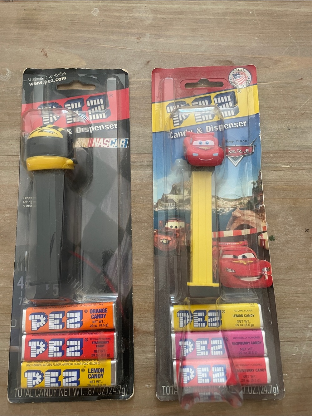 PEZ Candy Dispensers -  NASCAR and Pixar Yellow Lightning Car